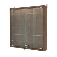 Витрина настенная с регулировочными полками №1-7АУ-РЕГ с подсветкой, Орех