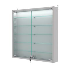 Витрина настенная с регулировочными полками №1-7АУ-РЕГ с подсветкой, Серый
