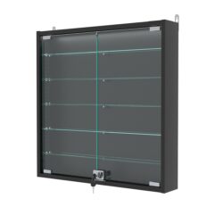 Витрина настенная с регулировочными полками №1-7АУ-РЕГ с подсветкой, Черный