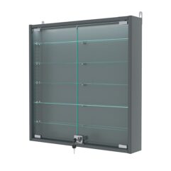 Витрина настенная с регулировочными полками №1-7АУ-РЕГ с подсветкой, Темно-Серый