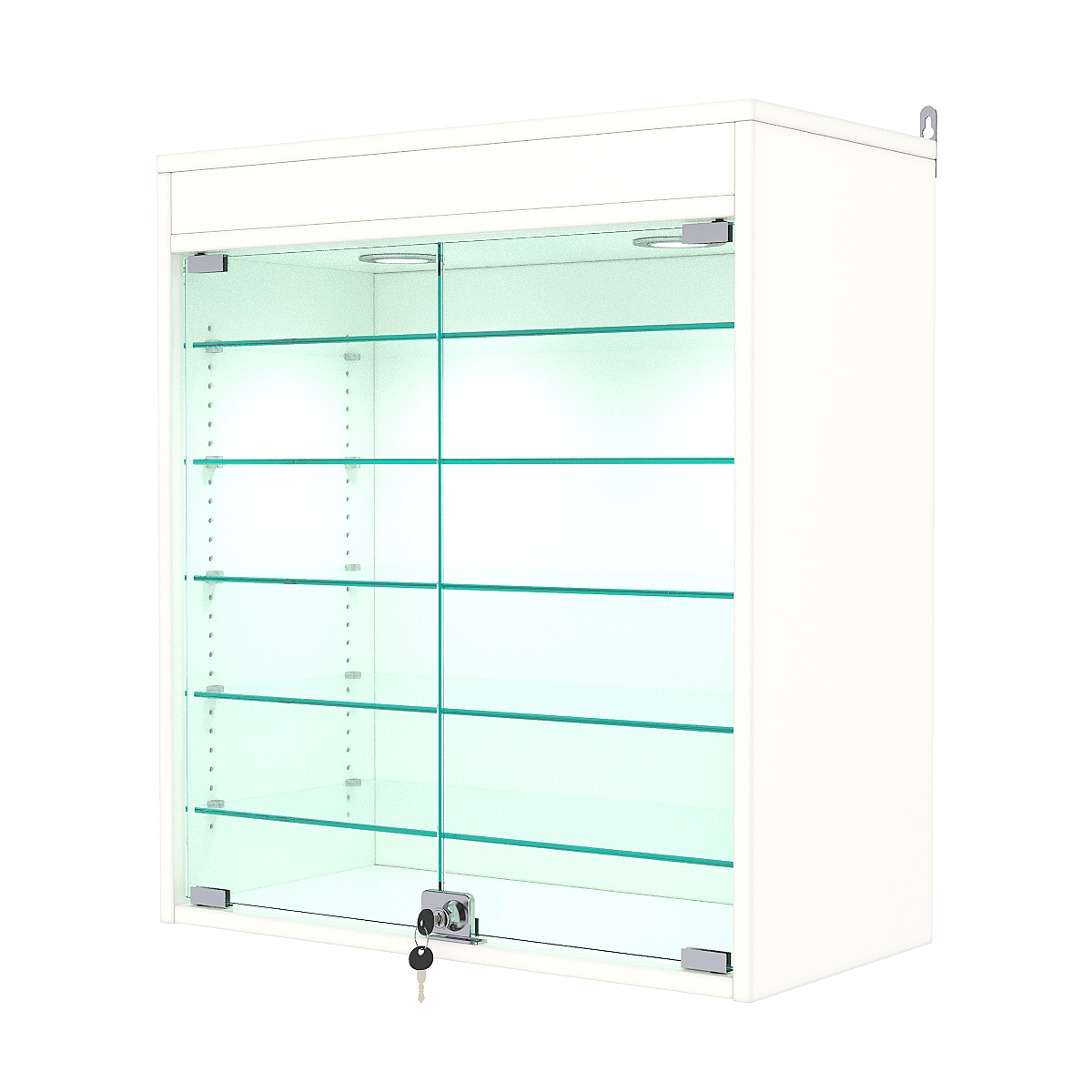 Витрина настенная с регулировочными полками №1-7АГ-РЕГ с подсветкой, Белый