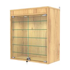 Витрина настенная с регулировочными полками №1-7АГ-РЕГ с подсветкой, Дуб Золотистый