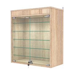 Витрина настенная с регулировочными полками №1-7АГ-РЕГ с подсветкой, Дуб Сонома