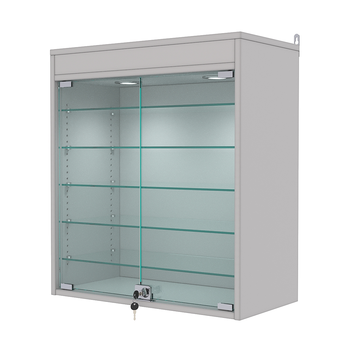 Витрина настенная с регулировочными полками №1-7АГ-РЕГ с подсветкой, Серый