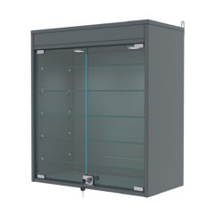 Витрина настенная с регулировочными полками №1-7АГ-РЕГ с подсветкой, Темно-Серый