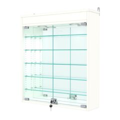 Витрина настенная с регулировочными полками №1-8А-РЕГ с зеркалом и подсветкой, Белый