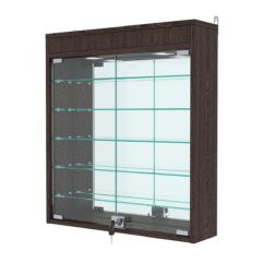 Витрина настенная с регулировочными полками №1-8А-РЕГ с зеркалом и подсветкой, Дуб Венге