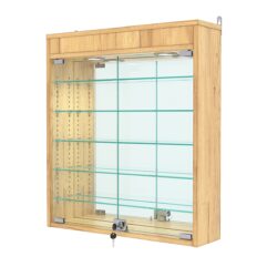 Витрина настенная с регулировочными полками №1-8А-РЕГ с зеркалом и подсветкой, Дуб Золотистый