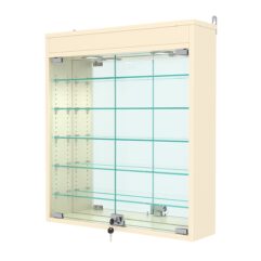 Витрина настенная с регулировочными полками №1-8А-РЕГ с зеркалом и подсветкой, Крем Вайс