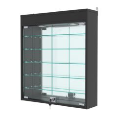 Витрина настенная с регулировочными полками №1-8А-РЕГ с зеркалом и подсветкой, Черный