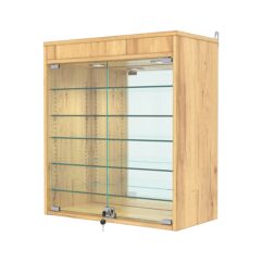 Витрина настенная с регулировочными полками №1-8АГ-РЕГ с зеркалом и подсветкой, Дуб Золотистый