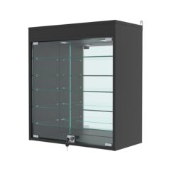 Витрина настенная с регулировочными полками №1-8АГ-РЕГ с зеркалом и подсветкой, Черный