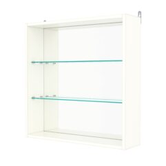 Витрина настенная с регулировочными полками №1-2Г-РЕГ с зеркалом, Белый