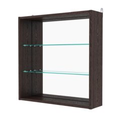 Витрина настенная с регулировочными полками №1-2Г-РЕГ с зеркалом, Дуб Венге