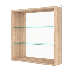 Витрина настенная с регулировочными полками №1-2Г-РЕГ с зеркалом, Дуб Сонома