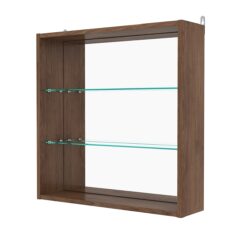 Витрина настенная с регулировочными полками №1-2Г-РЕГ с зеркалом, Орех