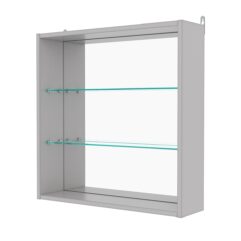 Витрина настенная с регулировочными полками №1-2Г-РЕГ с зеркалом, Серый