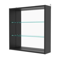 Витрина настенная с регулировочными полками №1-2Г-РЕГ с зеркалом, Черный