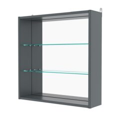 Витрина настенная с регулировочными полками №1-2Г-РЕГ с зеркалом, Темно-Серый