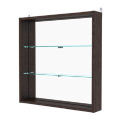 Витрина настенная с регулировочными полками №1-2ГУ-РЕГ с зеркалом, Дуб Венге