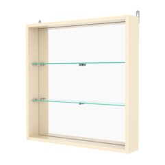 Витрина настенная с регулировочными полками №1-2ГУ-РЕГ с зеркалом, Крем Вайс