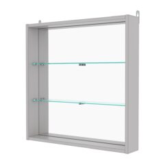 Витрина настенная с регулировочными полками №1-2ГУ-РЕГ с зеркалом, Серый