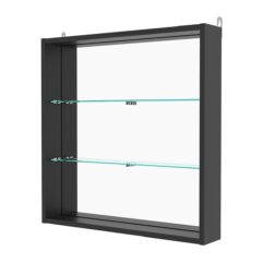 Витрина настенная с регулировочными полками №1-2ГУ-РЕГ с зеркалом, Черный