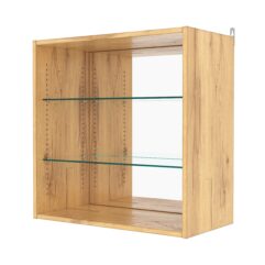 Витрина настенная с регулировочными полками №1-2ГГ-РЕГ с зеркалом, Дуб Золотистый