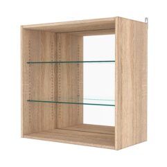 Витрина настенная с регулировочными полками №1-2ГГ-РЕГ с зеркалом, Дуб Сонома