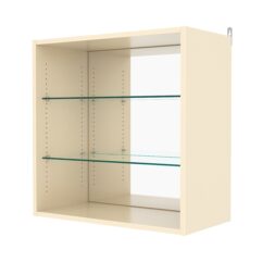 Витрина настенная с регулировочными полками №1-2ГГ-РЕГ с зеркалом, Крем Вайс