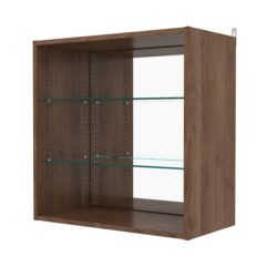 Витрина настенная с регулировочными полками №1-2ГГ-РЕГ с зеркалом, Орех