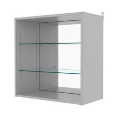 Витрина настенная с регулировочными полками №1-2ГГ-РЕГ с зеркалом, Серый