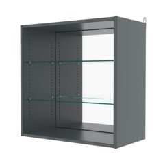 Витрина настенная с регулировочными полками №1-2ГГ-РЕГ с зеркалом, Темно-Серый