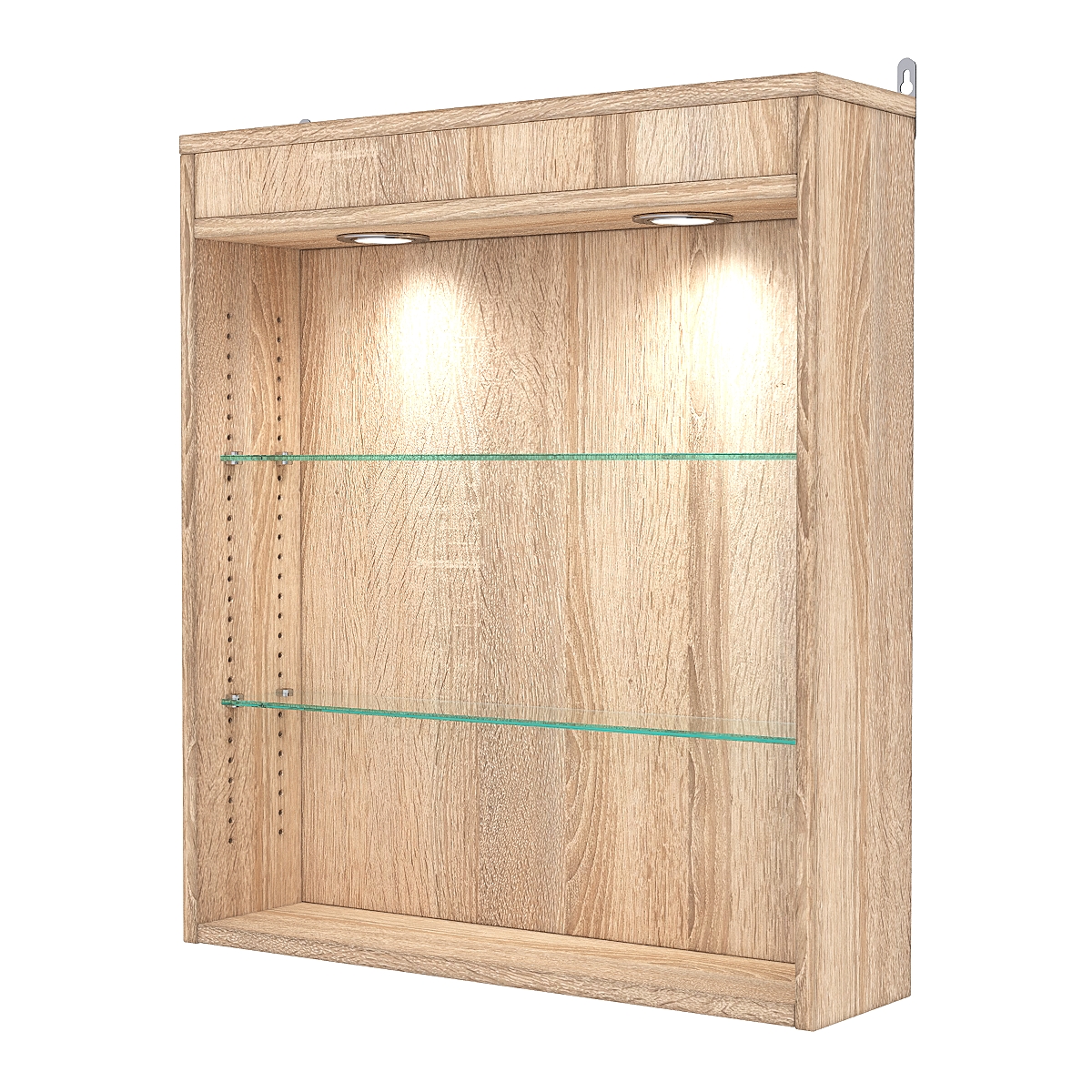 Витрина настенная с регулировочными полками №1-3Г-РЕГ с подсветкой, Дуб Сонома