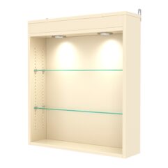 Витрина настенная с регулировочными полками №1-3Г-РЕГ с подсветкой, Крем Вайс