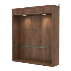 Витрина настенная с регулировочными полками №1-3Г-РЕГ с подсветкой, Орех