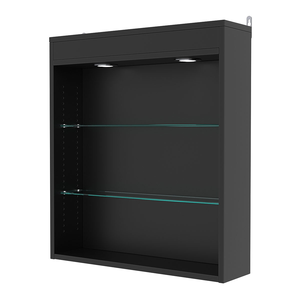 Витрина настенная с регулировочными полками №1-3Г-РЕГ с подсветкой, Черный