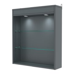 Витрина настенная с регулировочными полками №1-3Г-РЕГ с подсветкой, Темно-Серый