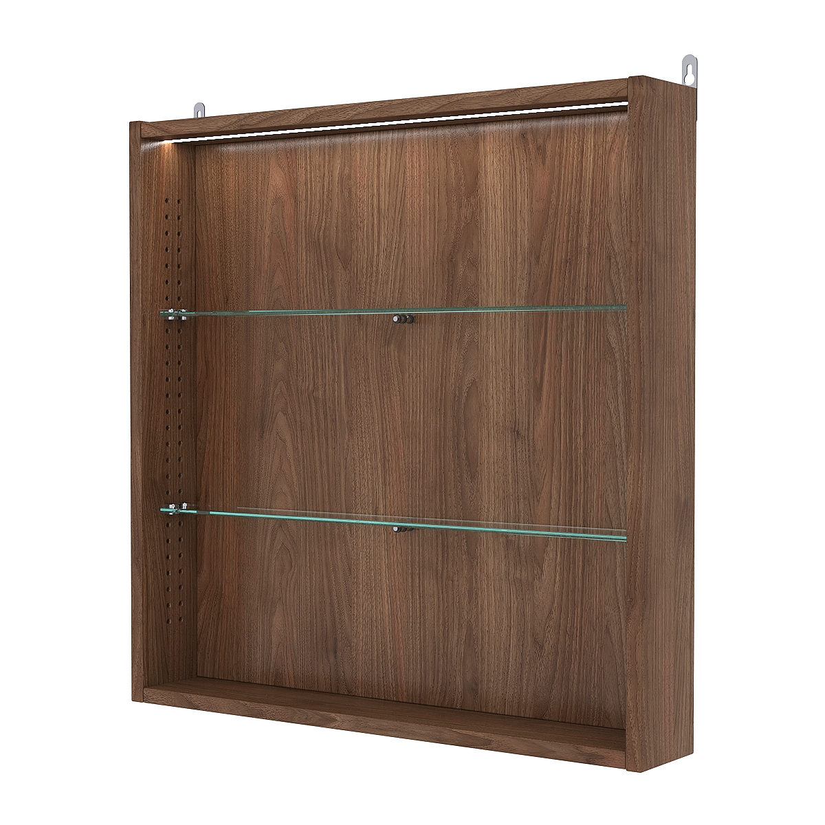 Витрина настенная с регулировочными полками №1-3ГУ-РЕГ с подсветкой, Орех