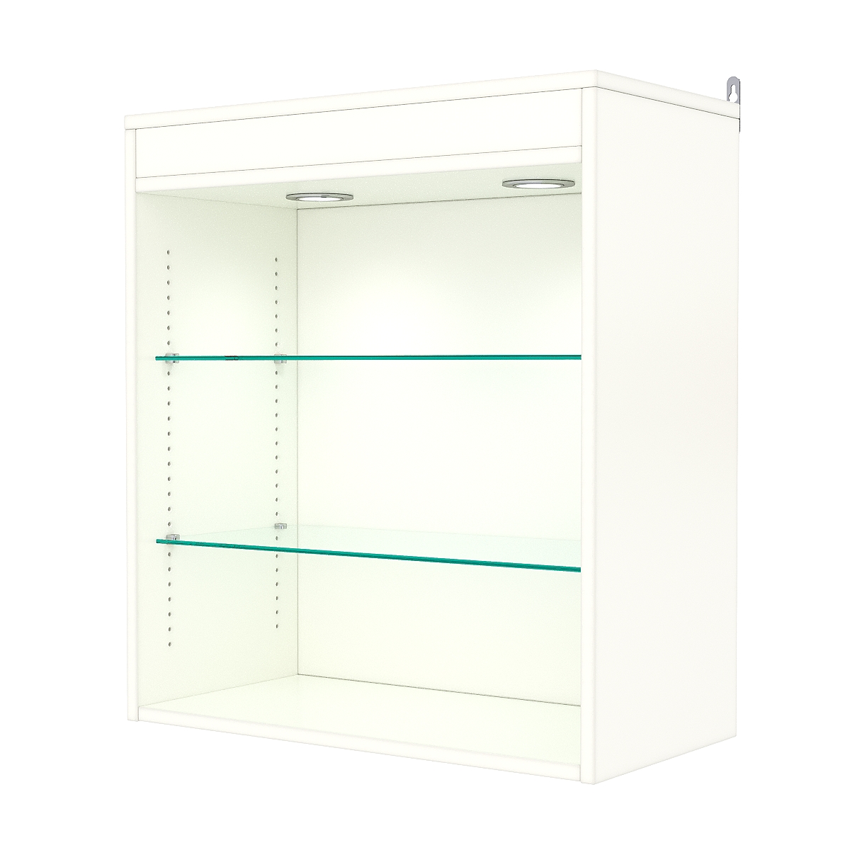 Витрина настенная с регулировочными полками №1-3ГГ-РЕГ с подсветкой, Белый