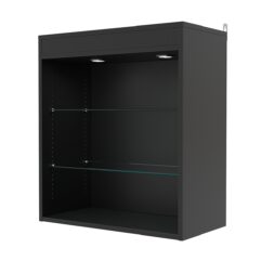 Витрина настенная с регулировочными полками №1-3ГГ-РЕГ с подсветкой, Черный