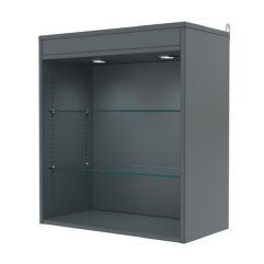 Витрина настенная с регулировочными полками №1-3ГГ-РЕГ с подсветкой, Темно-Серый