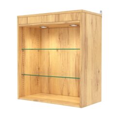 Витрина настенная с регулировочными полками №1-3ГГ-РЕГ с подсветкой, Дуб Золотистый