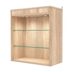 Витрина настенная с регулировочными полками №1-3ГГ-РЕГ с подсветкой, Дуб Сонома