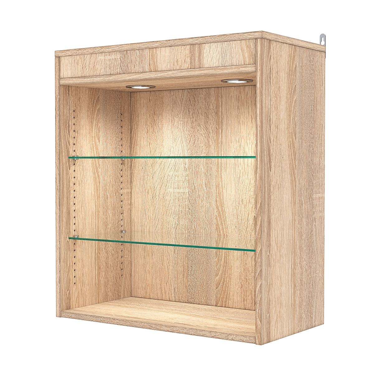 Витрина настенная с регулировочными полками №1-3ГГ-РЕГ с подсветкой, Дуб Сонома