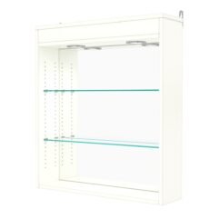 Витрина настенная с регулировочными полками №1-4Г-РЕГ с зеркалом и с подсветкой, Белый