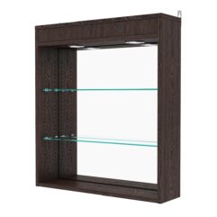 Витрина настенная с регулировочными полками №1-4Г-РЕГ с зеркалом и с подсветкой, Дуб Венге