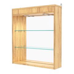 Витрина настенная с регулировочными полками №1-4Г-РЕГ с зеркалом и с подсветкой, Дуб Золотистый