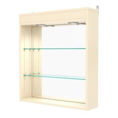 Витрина настенная с регулировочными полками №1-4Г-РЕГ с зеркалом и с подсветкой, Крем Вайс