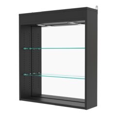 Витрина настенная с регулировочными полками №1-4Г-РЕГ с зеркалом и с подсветкой, Черный